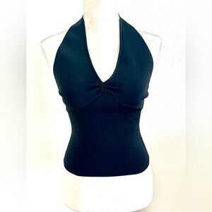 Alice + Olivia Black Halter Crop Top